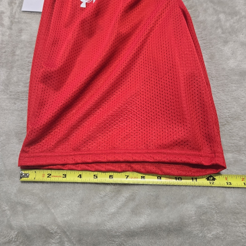 Under Armour Red Tricot Mesh NEW Athletic Performance Basketball Shorts Size L - Picture 5 of 5